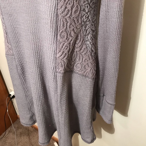 Anthropologie by Eloise Gray Lace Tunic Style Top Long Sleeve Waffle Knit XS - Picture 11 of 16